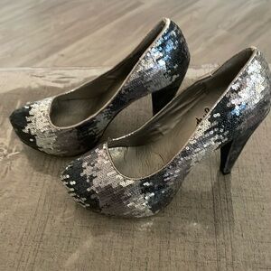 Daytrip Platform Glitter Sequined Heels